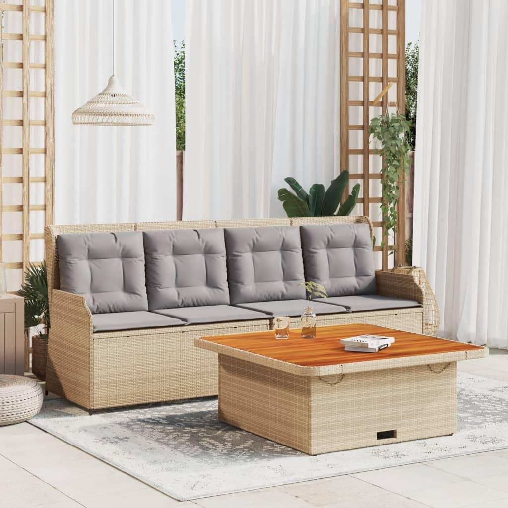 Sofasæt til haven 3 dele med hynder polyrattan beige
