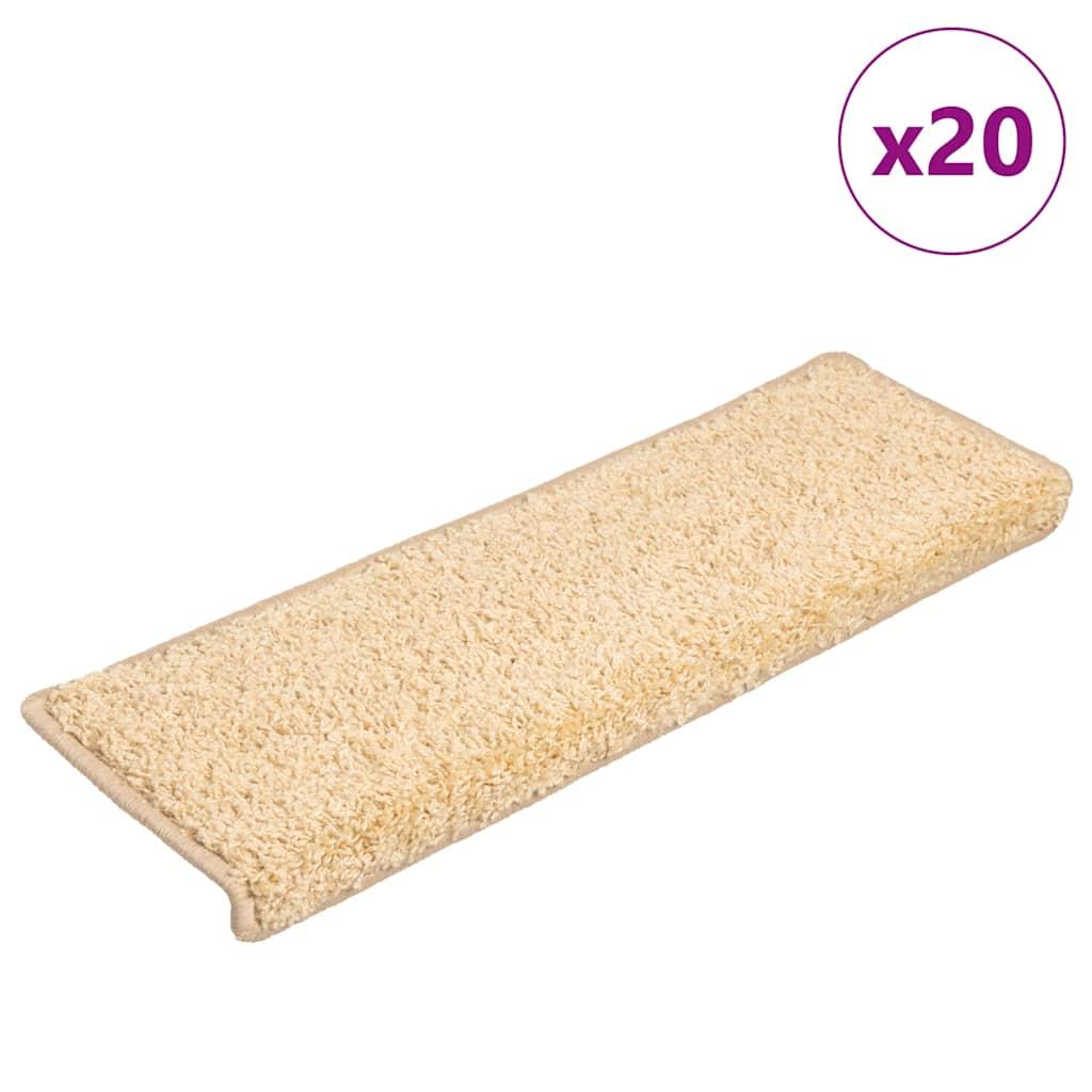 Trappemåtter 20 stk. 65x21x4 cm cremefarvede rektangulære kanter