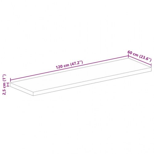 Bordplade 120x60x2,5 cm rektangulær massivt mangotræ