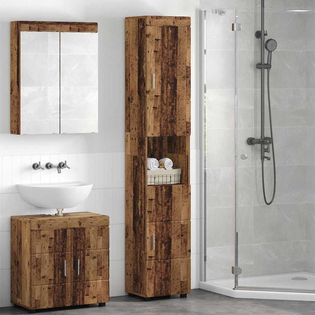 Badeværelsesskab med dør TULUM Gammelt træ 37 x 31.5 x 203 cm