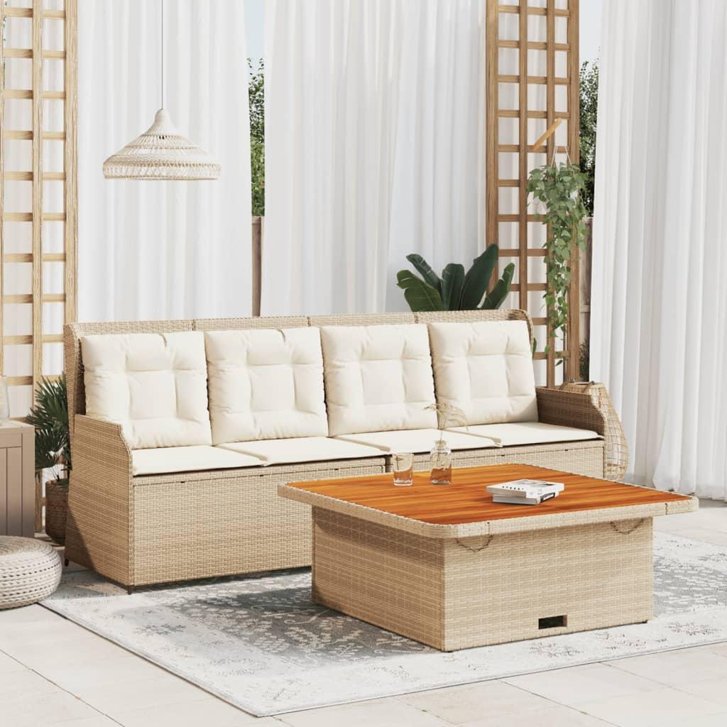 Sofasæt til haven 3 dele med hynder polyrattan beige