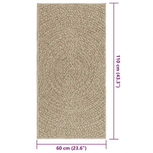 Gulvtæppe ZIZUR - beige 60×110 cm i jute-look, indendørs/udendørs