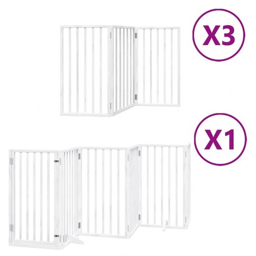 Hundelåge med dør 15 paneler 750 cm foldbar poppeltræ - hvid