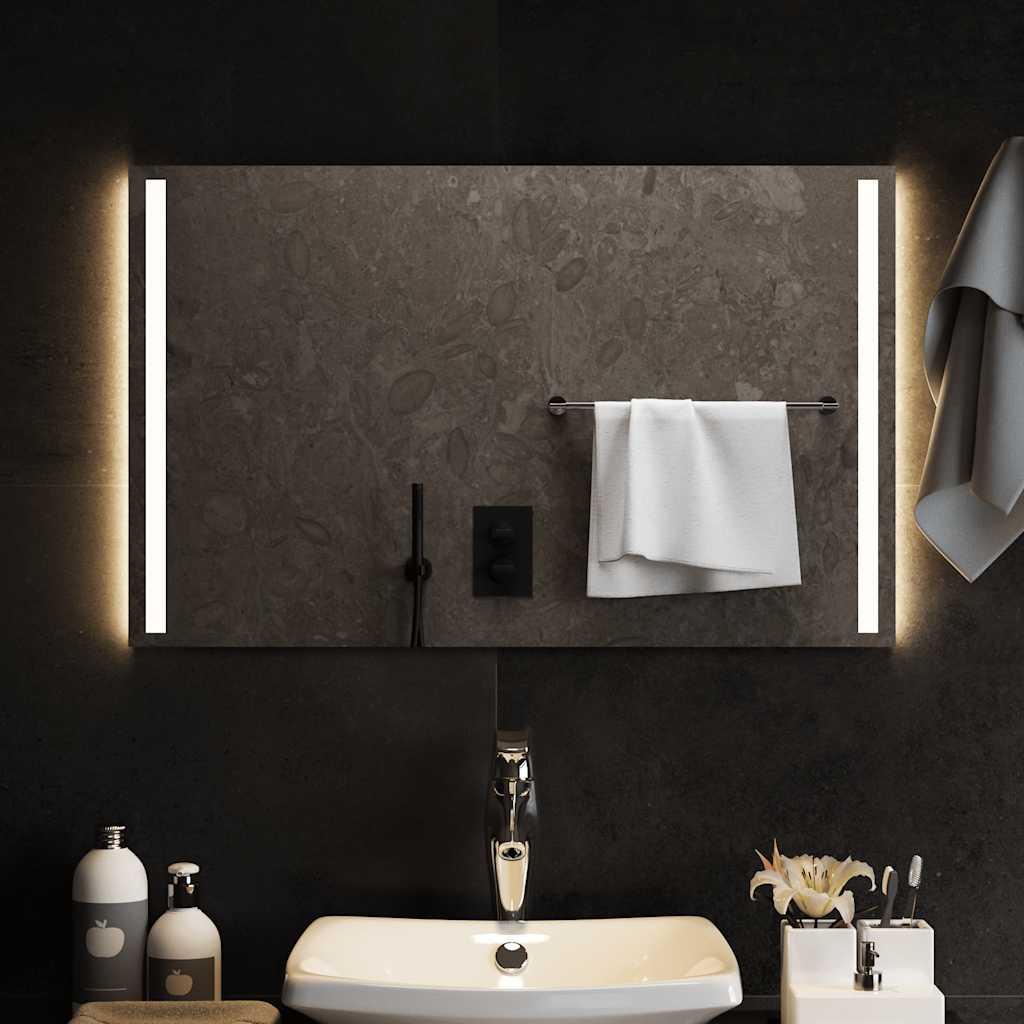 Badeværelsesspejl med LED-lys 80x50 cm billede