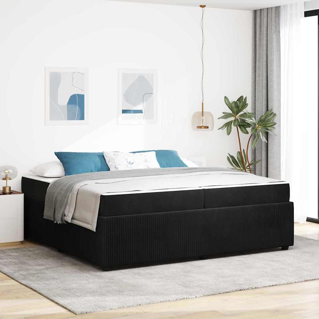 Sengeramme Med Madras Med Madras Lysegrå 80 X 200 Cm Fløjl - Sort / 200 x 200 cm