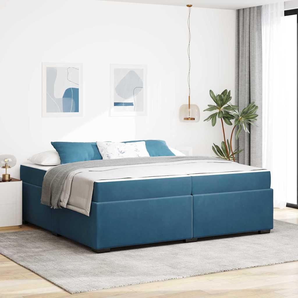 Sengestel med madras Mørk blå 200 x 200 cm Stof