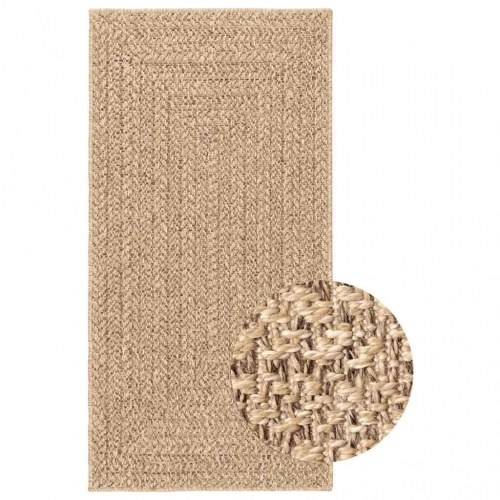 Gulvtæppe ZIZUR - beige 80×250 cm i jute-look til inde og ude