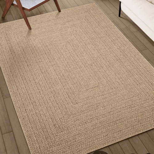 Gulvtæppe ZIZUR - beige 80×250 cm i jute-look til inde og ude
