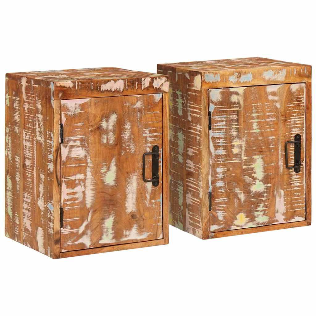 Sengebord 2 stk Brun 35 x 33 x 48 cm Solid Genbrugs Wood