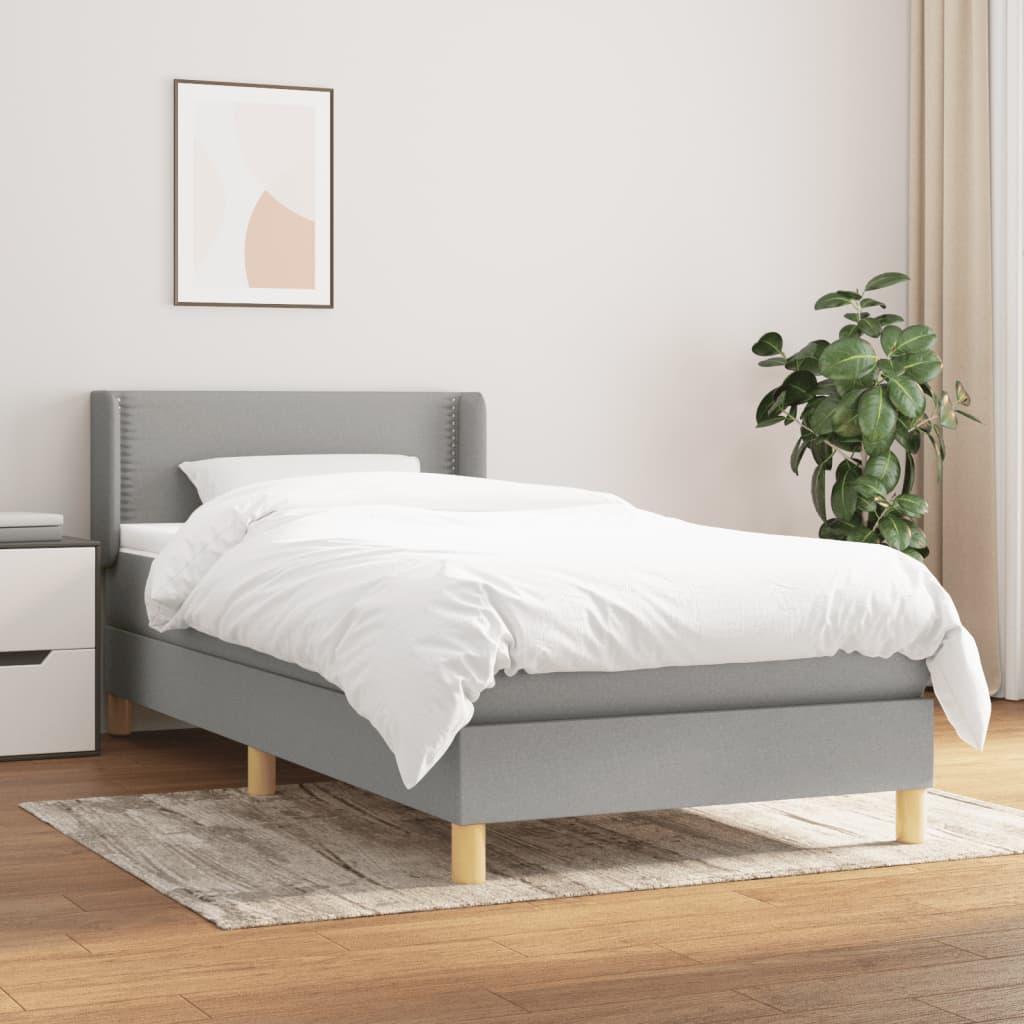Kontinentalseng med madras 90x190 cm stof lysegrå