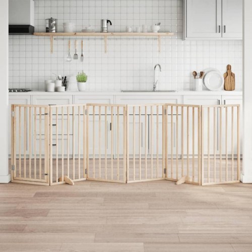 Hundegitter med dør - foldbart 6-panel gitter i poppeltræ, 300 cm
