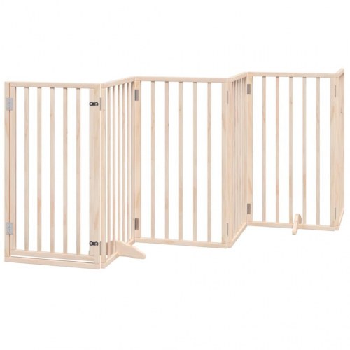 Hundegitter med dør - foldbart 6-panel gitter i poppeltræ, 300 cm