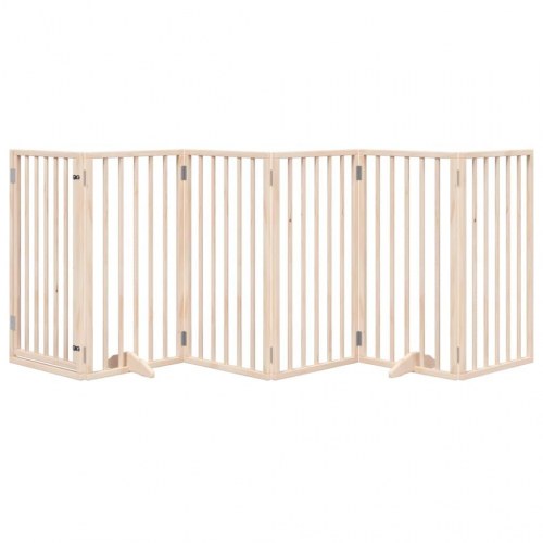 Hundegitter med dør - foldbart 6-panel gitter i poppeltræ, 300 cm