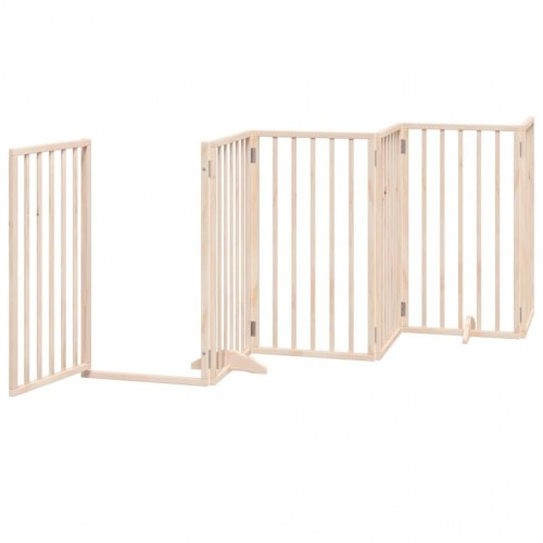 Hundegitter med dør - foldbart 6-panel gitter i poppeltræ, 300 cm