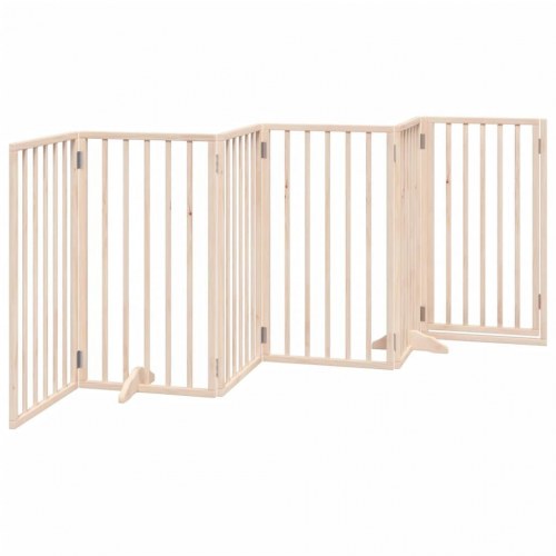 Hundegitter med dør - foldbart 6-panel gitter i poppeltræ, 300 cm