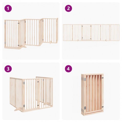 Hundegitter med dør - foldbart 6-panel gitter i poppeltræ, 300 cm