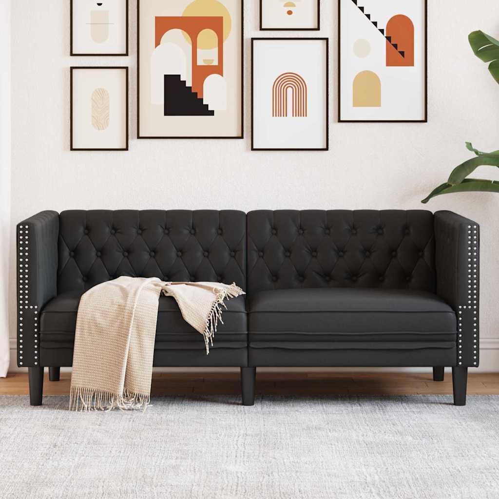 Chesterfieldsofa Argyle Sort 174 x 74.5 x 70.5 cm Kunstlæder