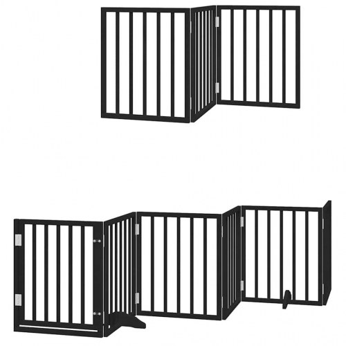 Hundelåge med dør 9 paneler 450 cm foldbar - sort