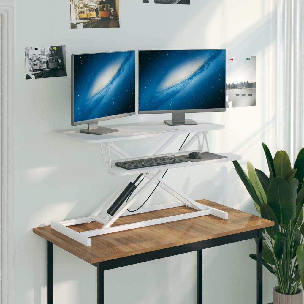 Justerbart skrivebord 90x40x(13-50) cm stål konstrueret træ