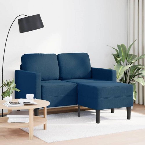 2-personers sofa med chaiselong L-formet 125 cm stof blå