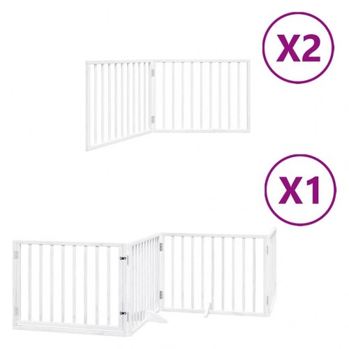 Hundelåge med dør 8 paneler 640 cm foldbar hvid