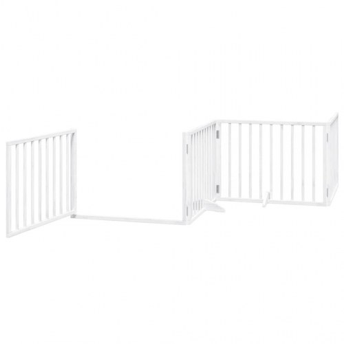 Hundelåge med dør 8 paneler 640 cm foldbar hvid