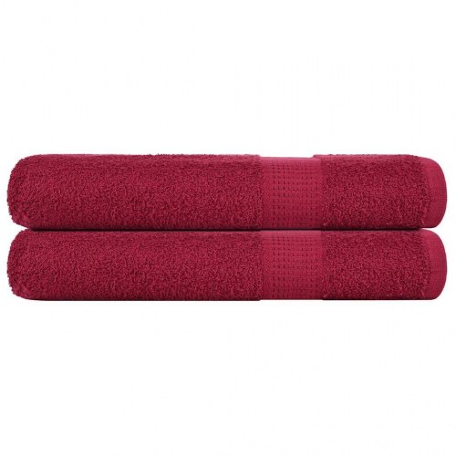 Håndklæder 2 stk. 100x200cm 360g/m2 100 % bomuld bordeauxfarvet