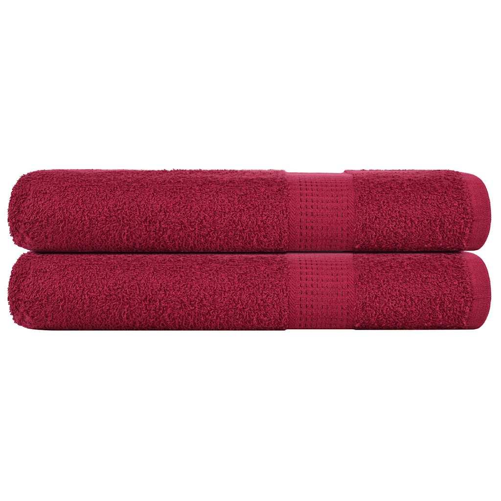 Håndklæder 2 stk. 100x200cm 360g/m2 100 % bomuld bordeauxfarvet