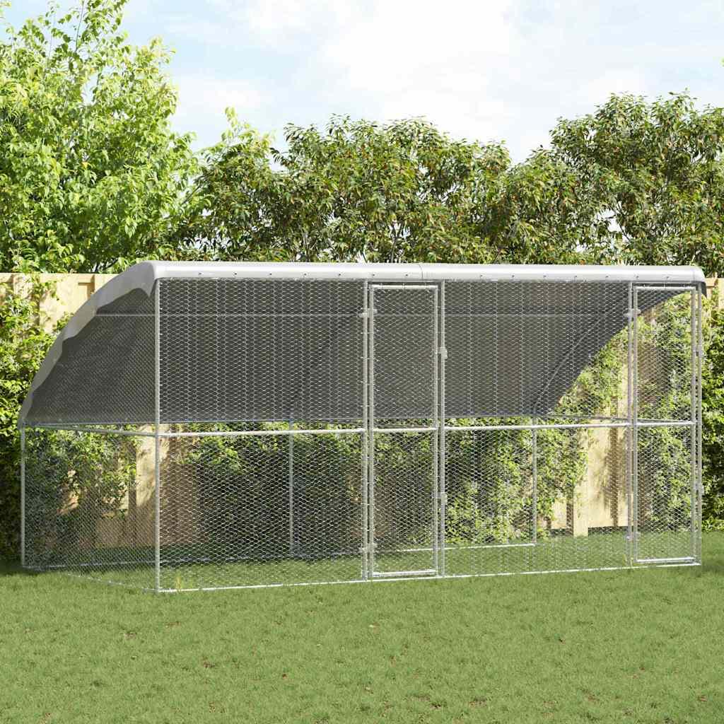 Hønsebur 2 stk - sølv galvaniseret stål, 400 × 200 × 200 cm