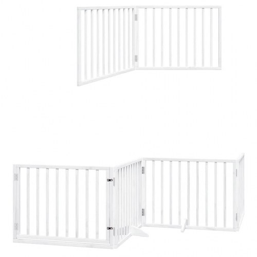 Hundelåge med dør 8 paneler 640 cm foldbar hvid