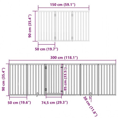 Hundelåge med dør i poppeltræ - 9 paneler, 450 cm