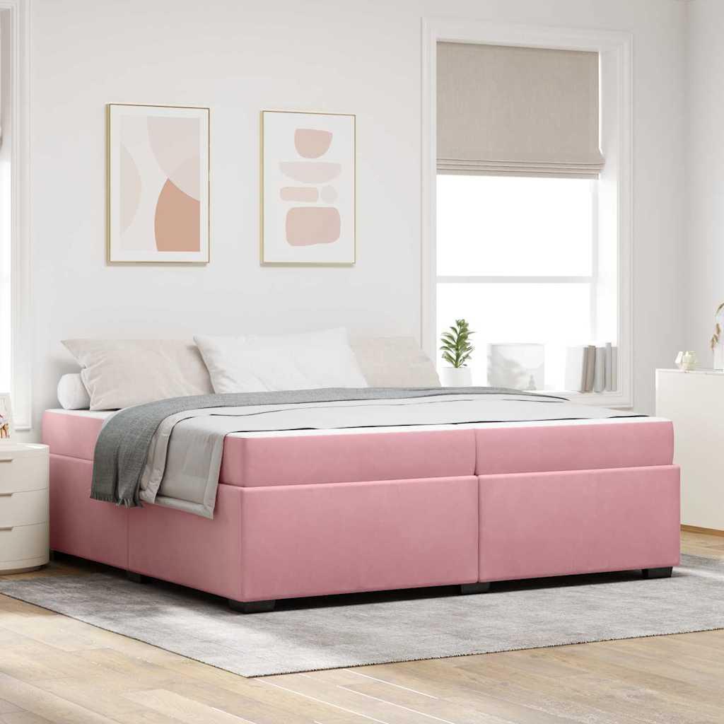 Sengestel med madras Lyserød 200 x 200 cm Stof