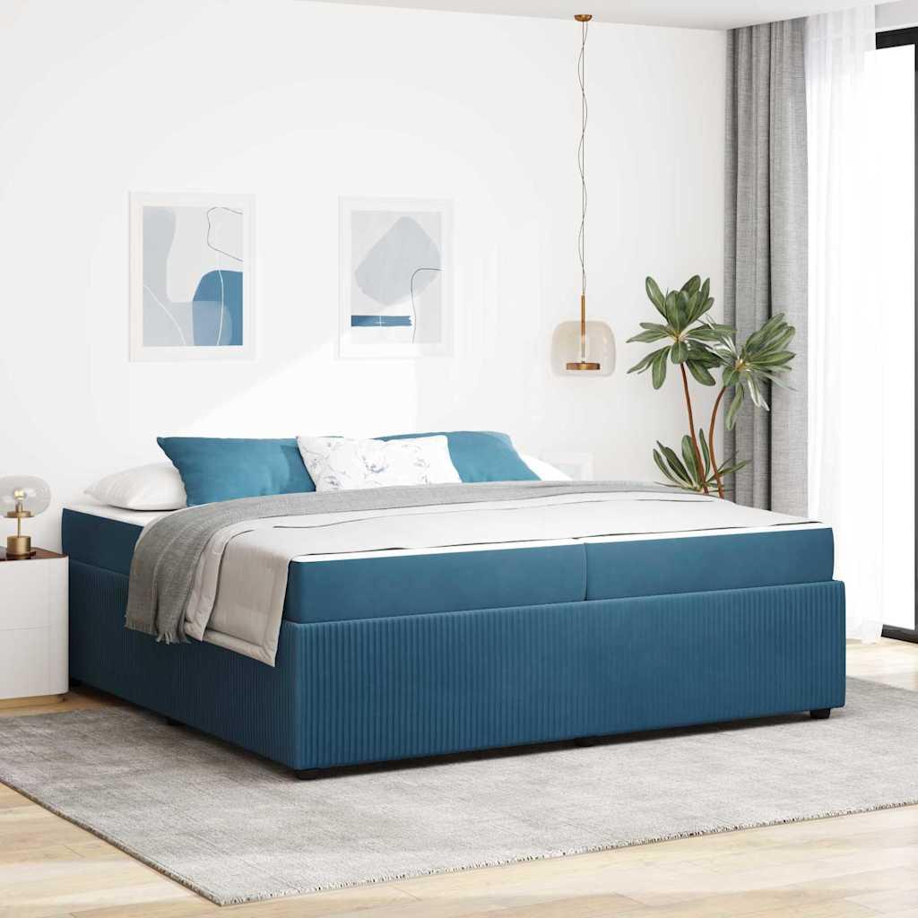 Sengestel med madras Blå 200 x 200 cm Stof