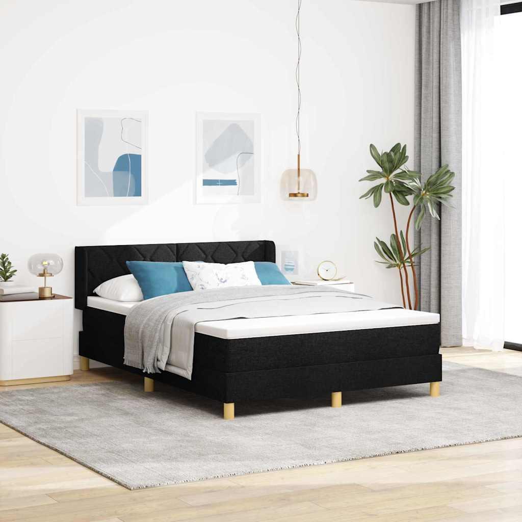 Kontinentalseng med hovedgærde 140 x 190 cm - sort stof
