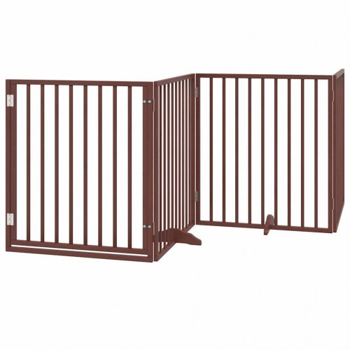 Hundelåge med dør 8 paneler 640 cm - brun