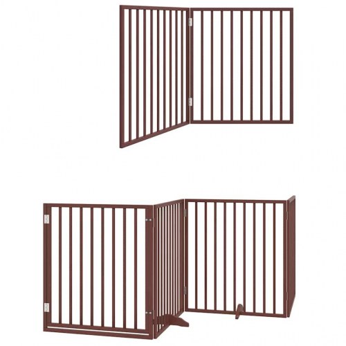 Hundelåge med dør 8 paneler 640 cm - brun