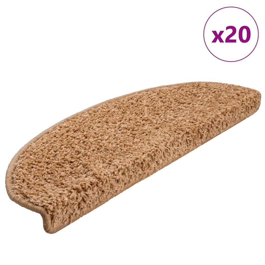 Trappemåtter 20 stk. 65x21x4 cm beige halvrunde store