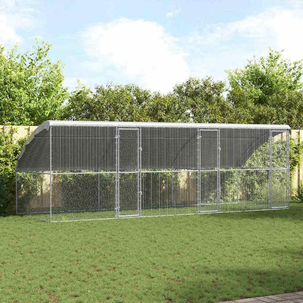 Hønsebur 3 stk - galvaniseret stål, sølv, 600 × 200 × 200 cm