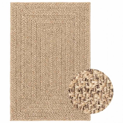 Gulvtæppe ZIZUR - beige 120×120 cm i jute-look til inde og ude