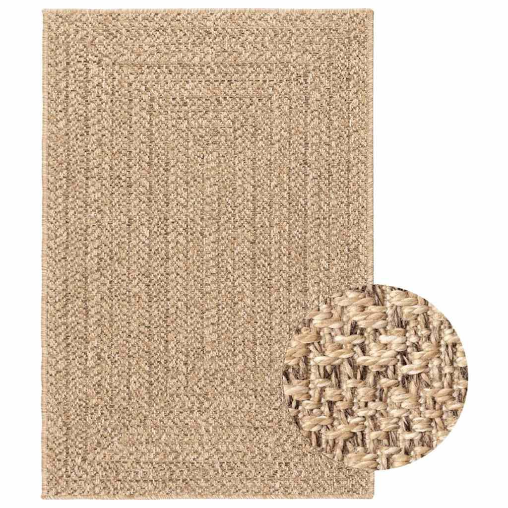 Gulvtæppe ZIZUR beige 120x120cm jute-look indendørs og udendørs