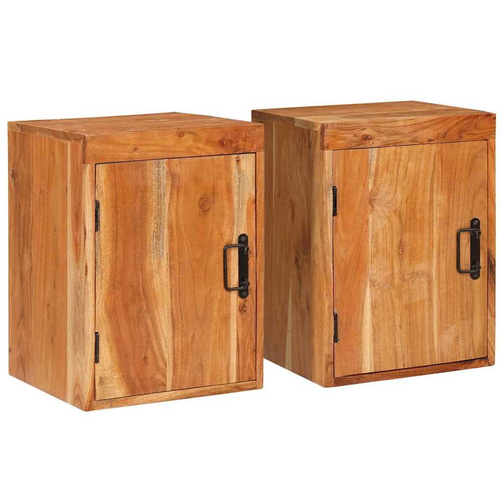 Sengebord 2 stk Brun 35 x 33 x 48 cm Massivt træ akacie