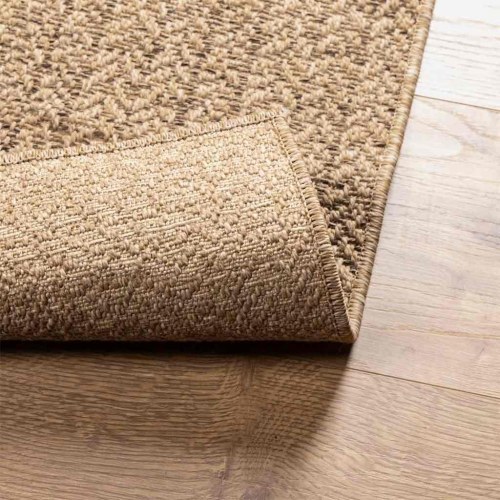 Gulvtæppe ZIZUR - beige 120×120 cm i jute-look til inde og ude