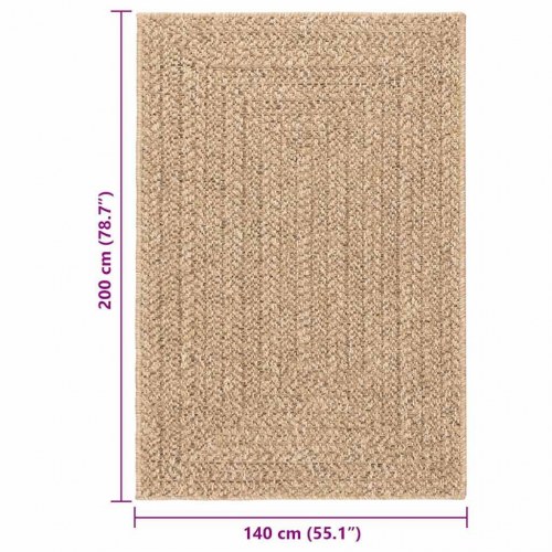 Gulvtæppe ZIZUR - beige 120×120 cm i jute-look til inde og ude