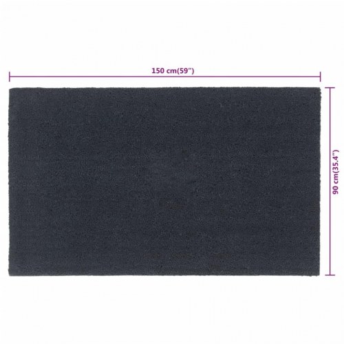 Dørmåtte 90 × 150 cm i tuftet coir - mørkegrå, skridsikker PVC-bagside