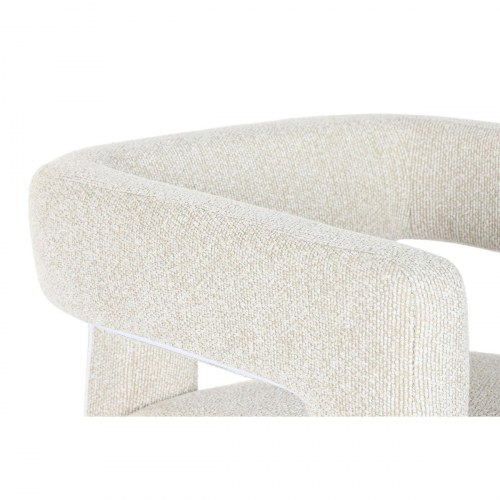 Lænestol - hvid polyester, træ, 67 × 61,5 × 67,5 cm