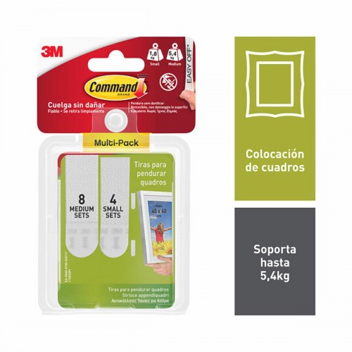 3M Command klæbestrips til rammer - Multi-pack, hvid (12 dele)