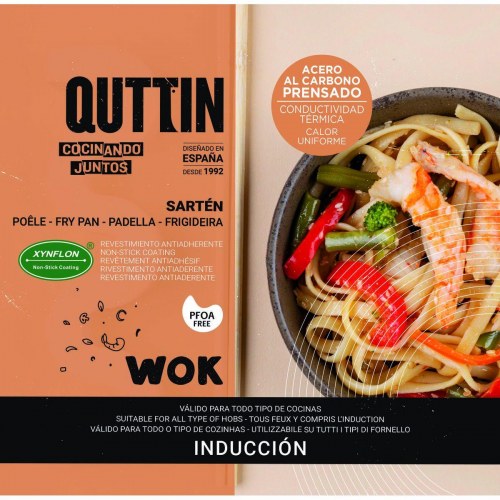 Wokpande Quttin med træhåndtag - Sort (6 enheder)