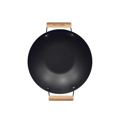 Wokpande Quttin med træhåndtag - Sort (6 enheder)