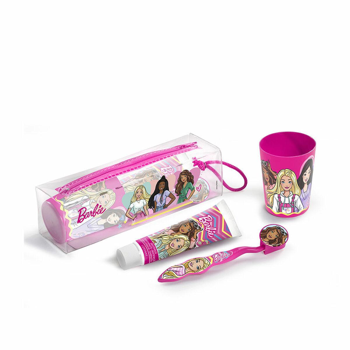 Barbie børne-toilettaske med tandplejesæt - 3 dele