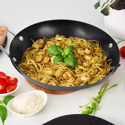 Wokpande Quttin med træhåndtag - Sort (6 enheder)